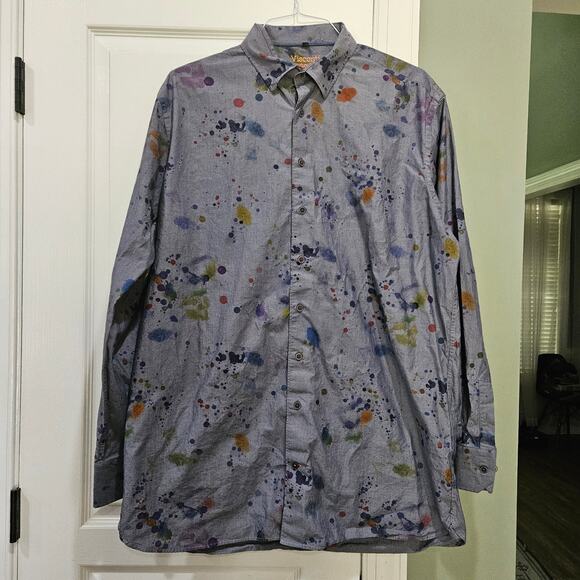 Visconti Signature Series Men's Size XLT Paint‎ Splatter Button Down Shirt - Picture 1 of 4